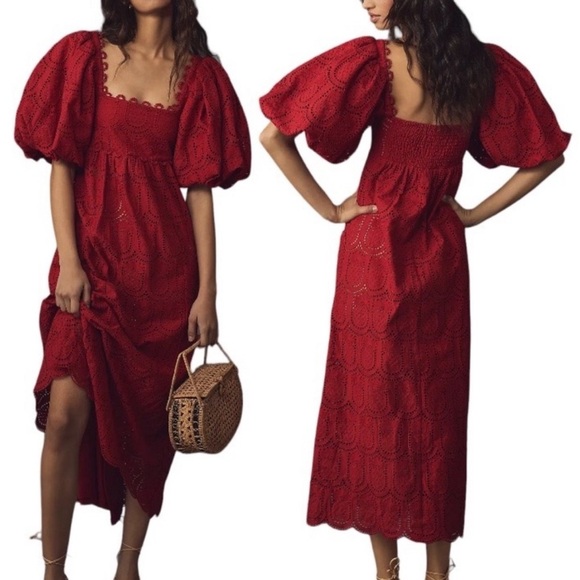 In Search Of FARM Rio Red Pineapple Eyelet Maxi Dress